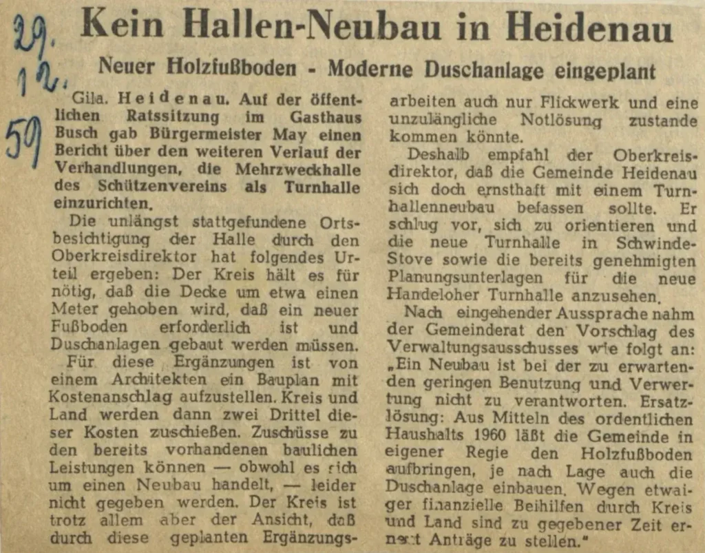 1959 12 29 Kein Hallen Neubau In Heidenau