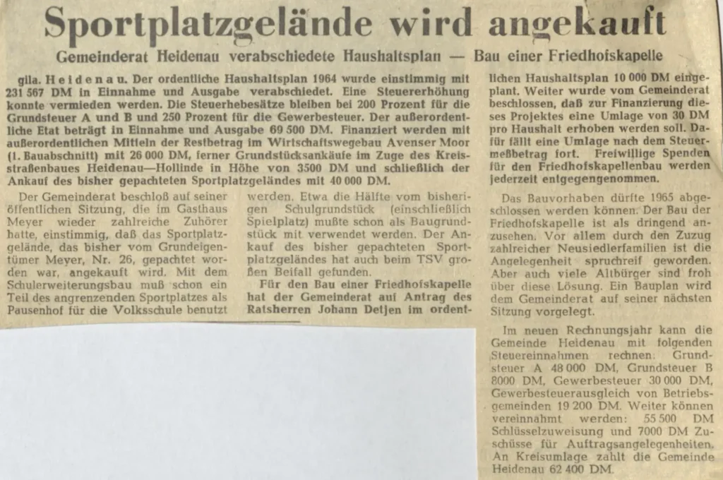 1964 Sportplatzgelaende Wird Angekauft