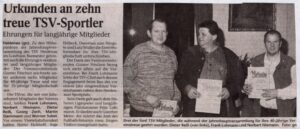 2001 02 13 Urkunden An Zehn Treue Tsv Sportler