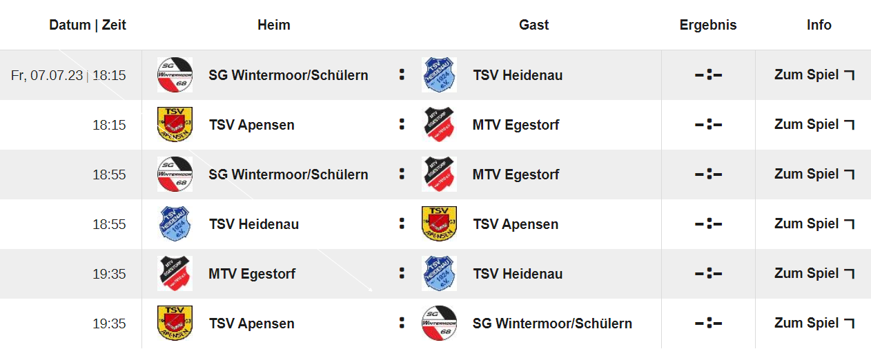 Spielplan Allianz Cup 2023